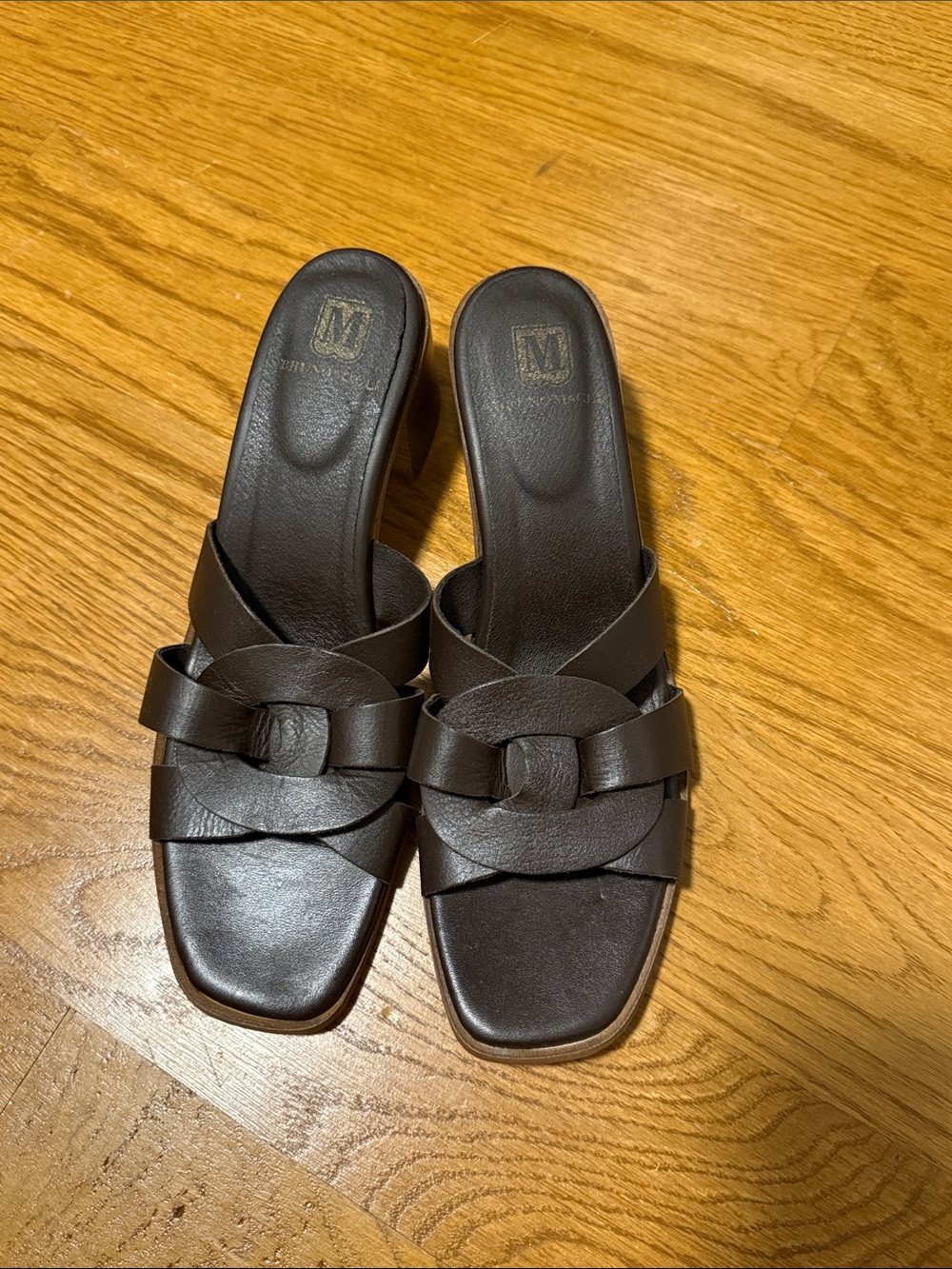 Bruno Magli - Size 42 Women’s Dark Brown Slide Sandals with Knot Detail
